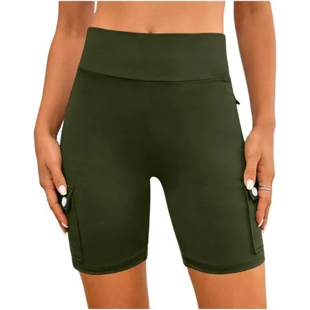 biker shorts Olyvenn Women's High Waisted Cargo Biker Shorts with Side Pockets Walmart - TrendyDressLand $12.37