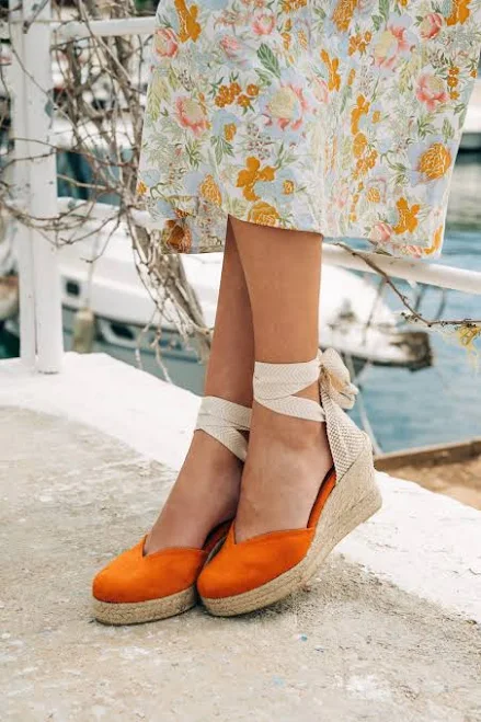 shoes Orange Suede Espadrille Wedges: Handmade Jute Platform Shoes Etsy - aeliasandals $163.81