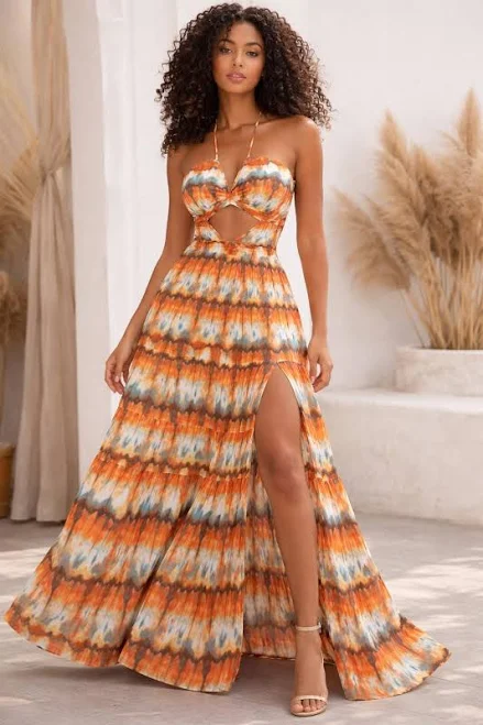 dress Orange Teal Abstract Tie Dye Maxi Dress - 4-Way Stretch Performance Fabric Etsy - Seller $17.99