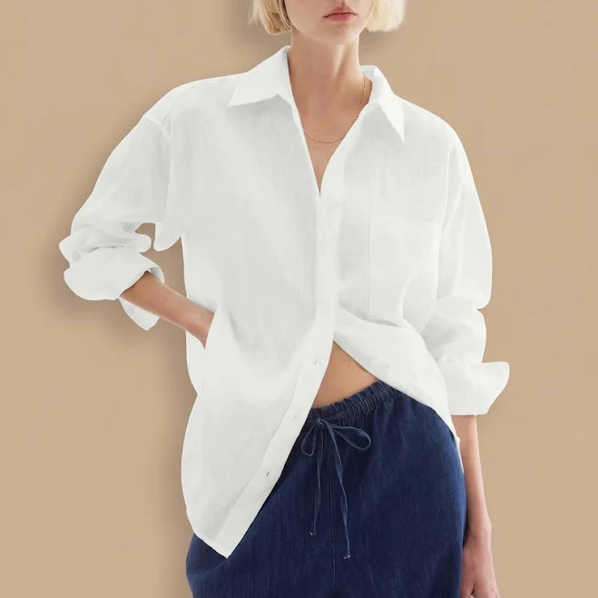 top Oversized Linen Button Down Shirt Etsy - Seller $84.78
