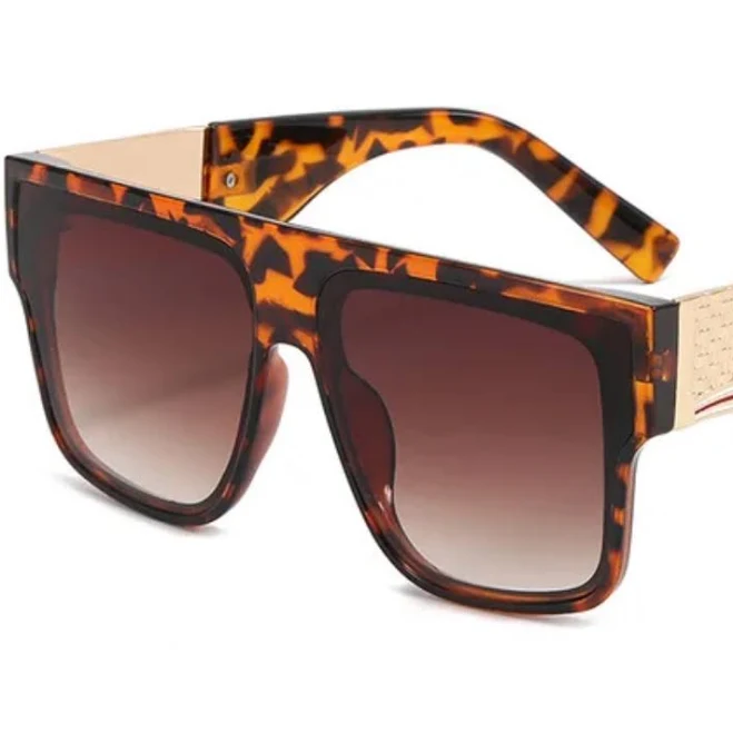 accessory Oversized Square Sunglasses – Gradient Brown UV400 Lenses, Gold Detail Fashion Shades Chloe, Tortoise Zuna Eyewear Boutique $23.99