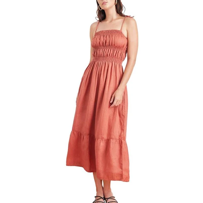 dress Panero Clothing Women's Emilia Linen Midi Dress Nordstrom $279