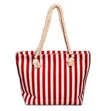 accessory Paper Mart Red and White Vertical Stripe Canvas Totes Paper Mart $4.94