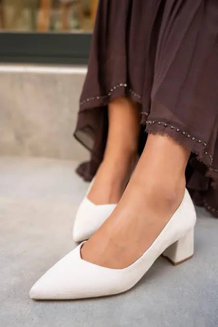 shoes Pointed Toe V-Cut Suede Block Heel Bridal Shoes Etsy - Seller $49.9