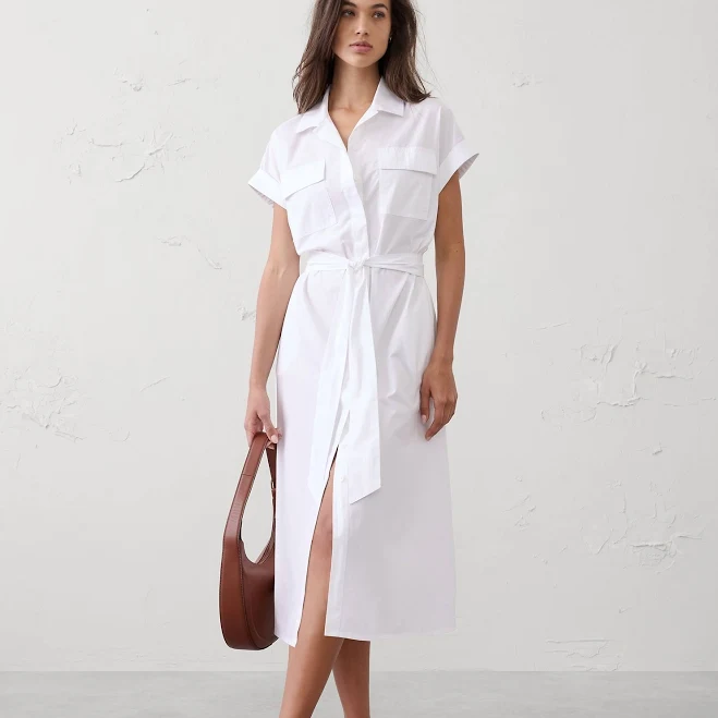 shirt dress Poplin Utility Midi Shirtdress Banana Republic Factory $70
