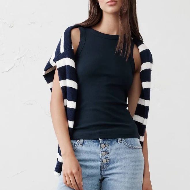 top Preppy Women's Ribbed Racer Tank Banana Republic Factory $15