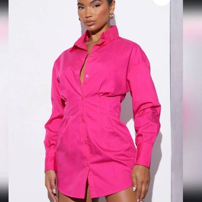 dress Prettylittlething Dresses | Pretty Little Thing Bright Pink Button Shirt Dress | Color: Pink | Size: 0 | Mysillygirl's Closet Poshmark $18