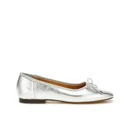 shoes Primrose Metallic Pleather Bow Ballerinas In Silver By Rag & Co by Rag & Co. wolfandbadger.com $60