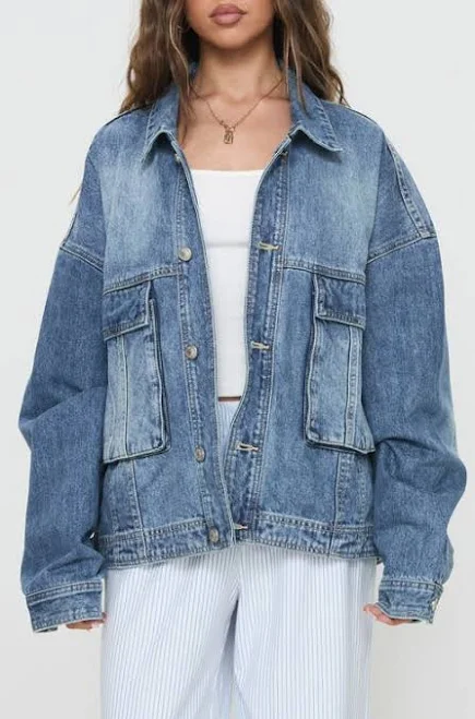 jacket Princess Polly Women's Kier Oversize Denim Jacket Nordstrom $90