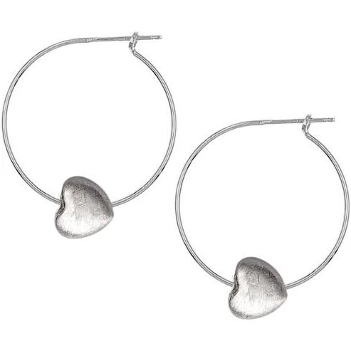 accessory Puffy Heart Silver Charm Hoops Remicity $50