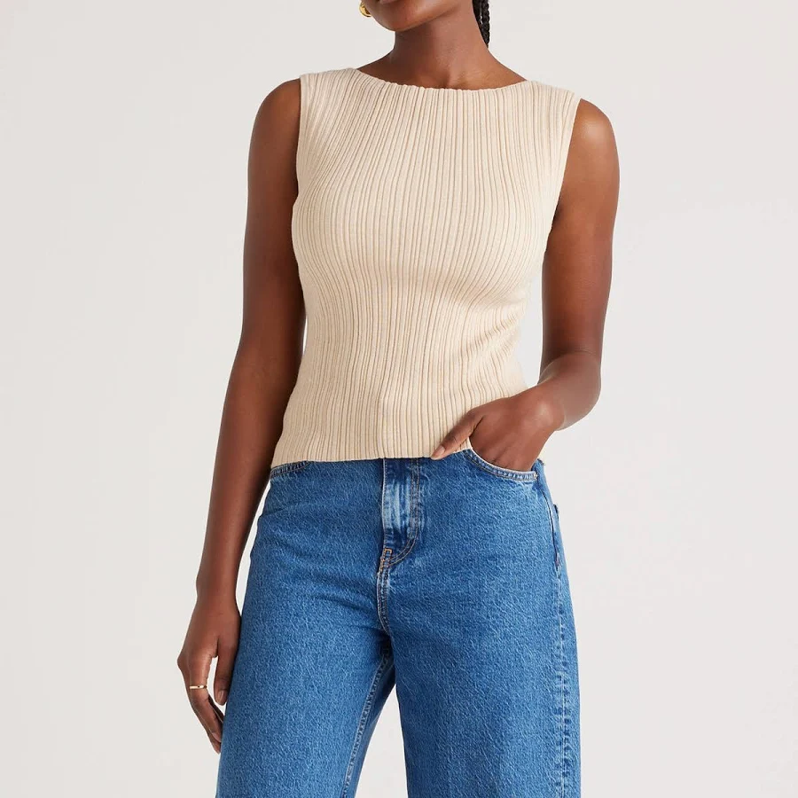 top Quince Women's Ribbed Cotton Cashmere Tank Top Quince $36