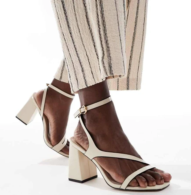 shoes RAID block heeled sandals in off white PU ASOS $46.8