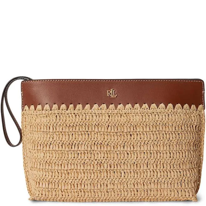 bag Ralph Lauren Women's Leather-Trim Crocheted Straw Pouch Dillard's $225