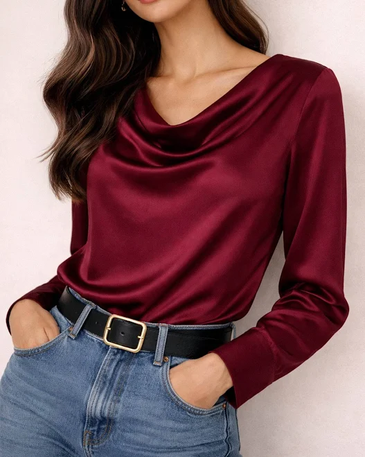 top Ravella Claudia Silk Cowl Neck Blouse Ravella $295