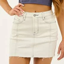 mini skirt Raw Hem Stretchy Denim Mini Skirt Lime Lush $48.95