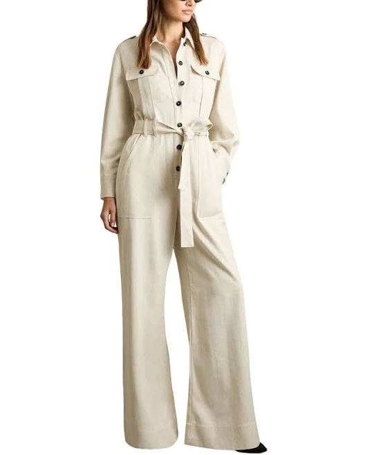 jumpsuit Reiss Anais Linen-Blend Utility Jumpsuit ShopSimon $149.98