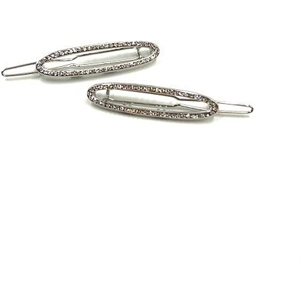 accessory Rhinestone Oval Barrette Pair Soho Style $32