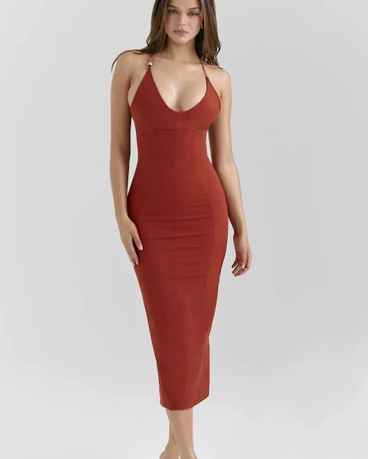 dress Ria Fitted Stretch Cotton Midi Dress House of CB $269