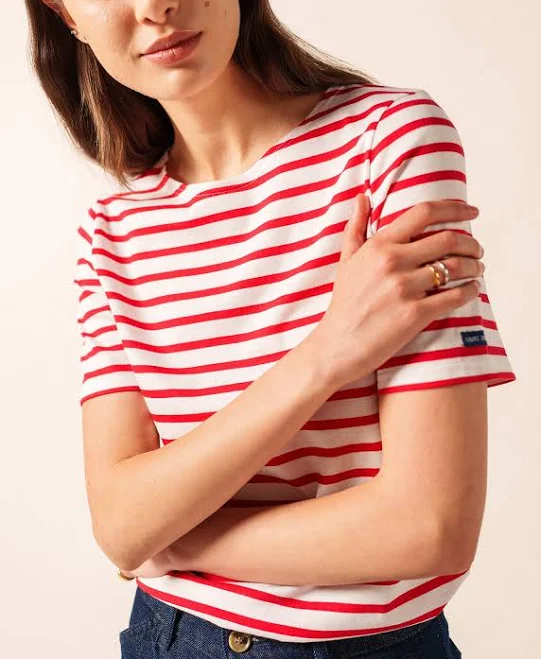 top Saint James LEVANT MODERN Breton Stripe Short Sleeve Shirt Saint James $125