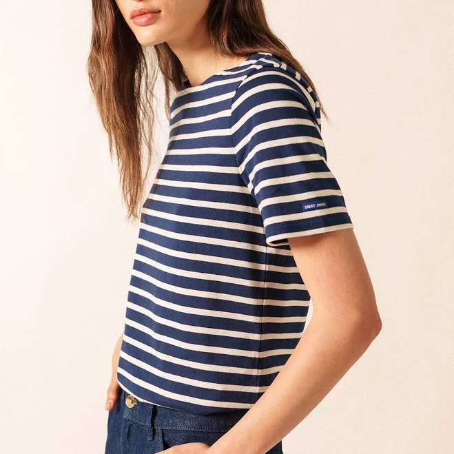 top Saint James LEVANT MODERN Breton Stripe Short Sleeve Shirt Saint James $125