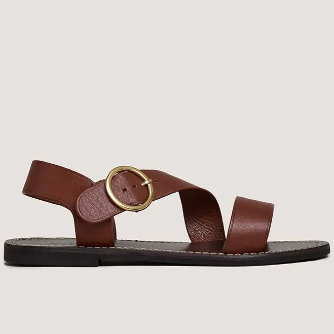 shoes Sandals with wide straps and adjustable buckles in cognac leather | WELBI Women size 9-9.5 Jonak jonak-paris.us $150