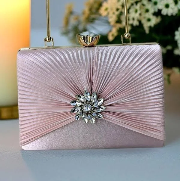 bag Satin Evening Bag with Crystal Brooch Etsy - Seller $50.9
