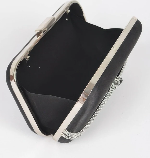 bag Satin Frame Party Clutch Black DiscountDressShop $41