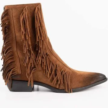 shoes Selene Suede Texan Ankle Boots with Fringes Mimmù Shoes $220