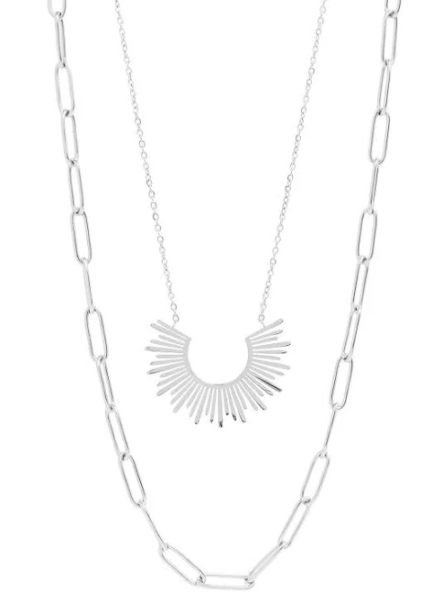 accessory Shelby Layered Paperclip and Loop Chain Charm Necklace Silver MTT Collective $35