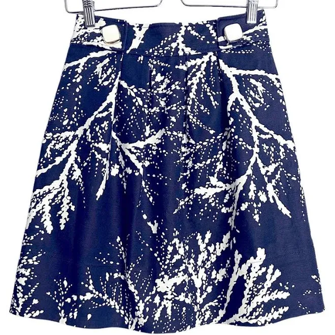 skirt Shoshanna Navy & Ivory Coral Print A Line Skirt Us Size 2 eBay - supergeeked $55