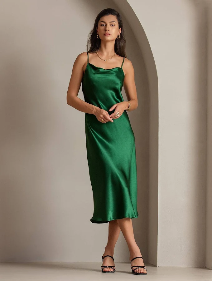 dress SilkSilky Women's Silk Cowl Neck Midi Slip Dress SilkSilky $99.95
