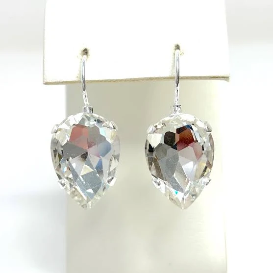 accessory Silver Plated Teardrop Crystal Dangle Earrings Etsy - LynnsGemCreations $60.57