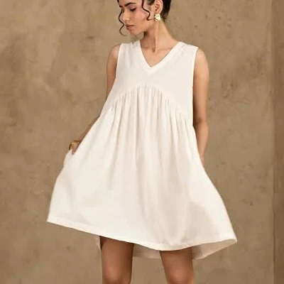 dress Sleeveless Empire Waist Linen Midi Dress with Pockets Etsy - ModernMoveBoutique $57.82