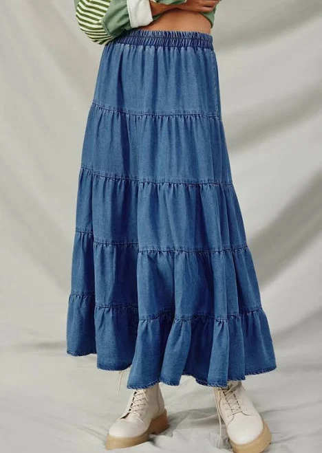 skirt Sophie & Hailee Women's Elastic Waist Denim Skirt Sophie & Hailee $41