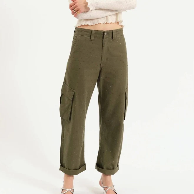 pants Squad Rhinestone Cargo Clothesline Clothing Co. $119