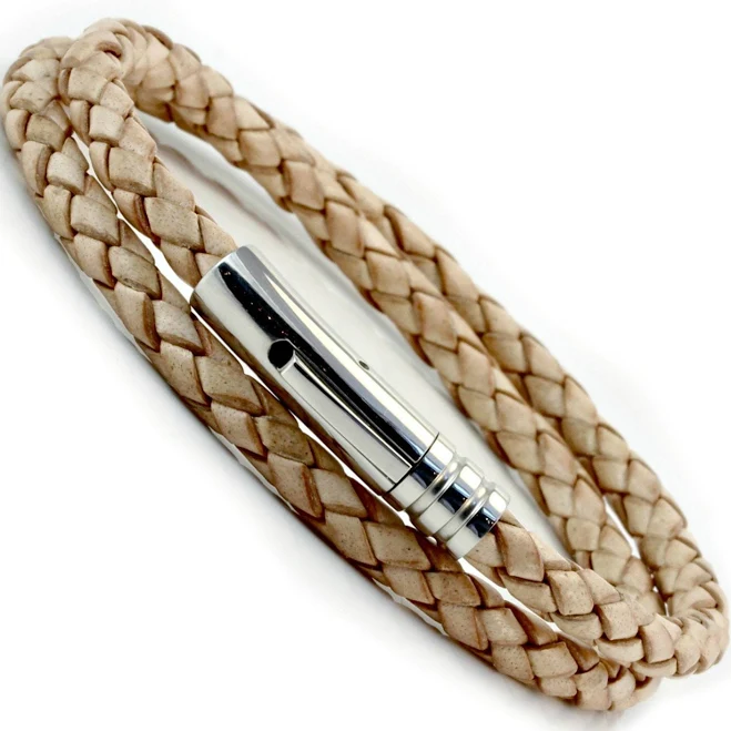 accessory Stainless Steel & Leather Double Wrap Bracelet Etsy - CarlaMarieJewellery $28.23