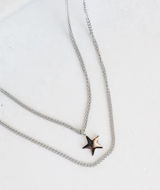 accessory Star Charm Layered Silver Necklace Dress Up $8