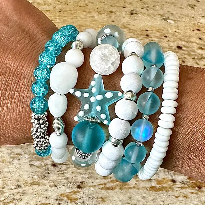 accessory Starfish Beaded Multilayered Stretch Bracelet Etsy - Seller $75