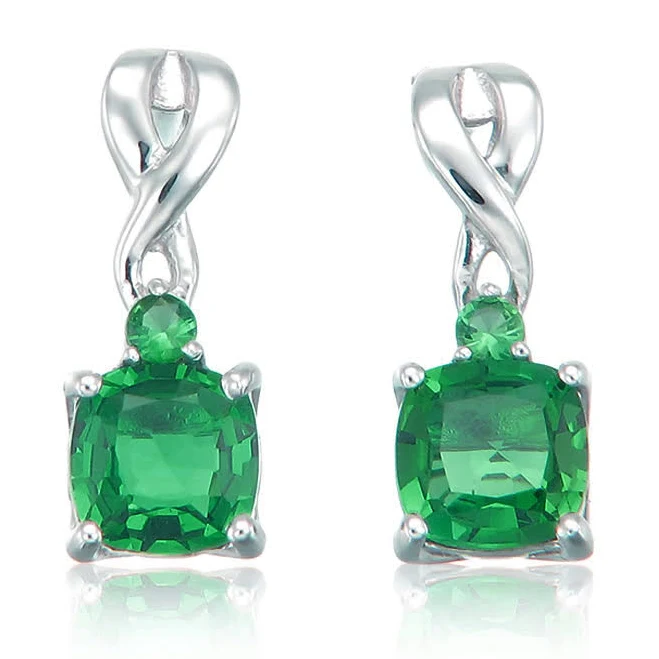 accessory Sterling Silver Created Emerald Drop Twist Earrings Rogers & Hollands $120
