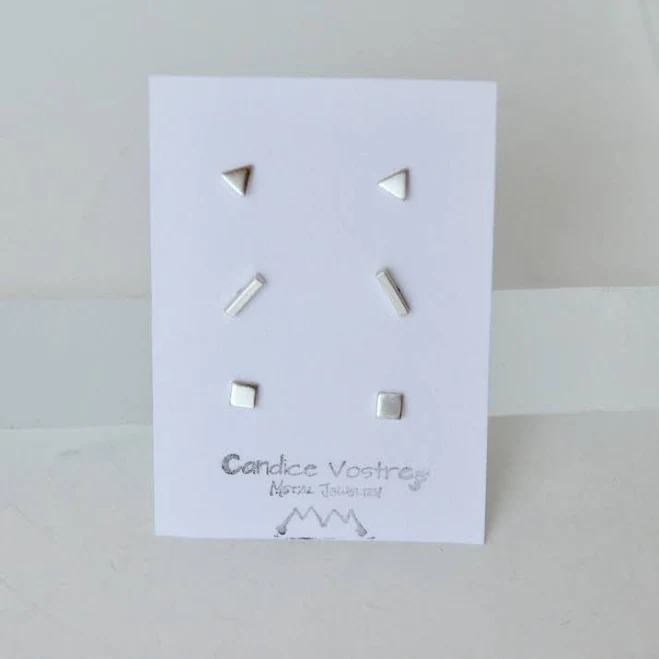 accessory Sterling Silver Geometric Stud Earring Set Etsy - TopOfThePassJewelry $42