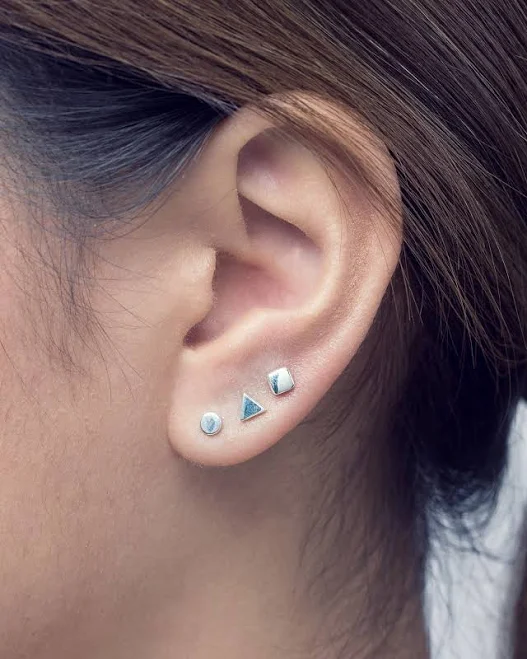accessory Sterling Silver Geometric Stud Earrings ( Trio Set) Etsy - Lunaijewelry $20.8