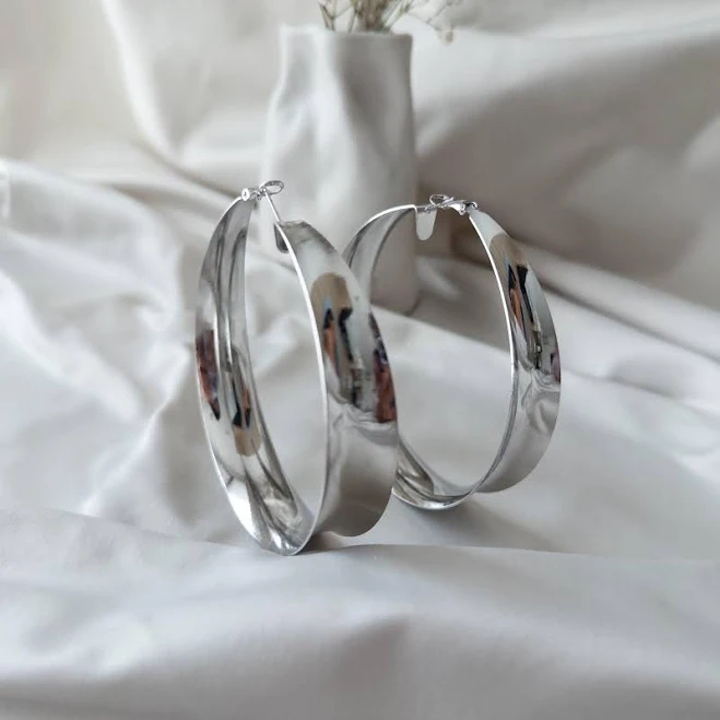 accessory Sterling Silver Oversized Chunky Hoop Earrings Etsy - Seller $24.5