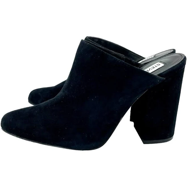 shoes Steve Madden Black Suede Leather Pointed Toe Block Heel Mules Heels Sz eBay - luvofclothes $41.3