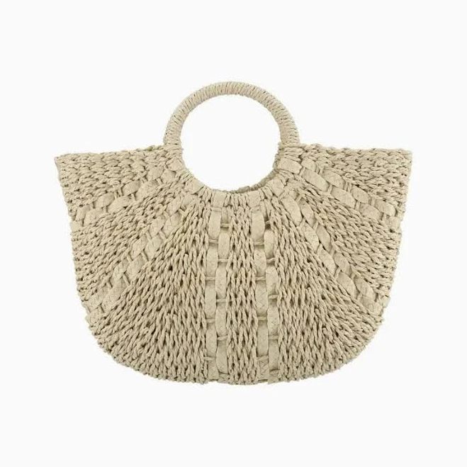 bag Straw Tote with Top Handle Handbag Lola & Dunelly $32