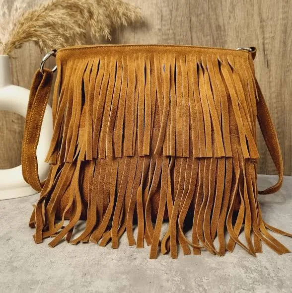 bag Suede Leather Fringe Crossbody Bag Etsy - Seller $46.99