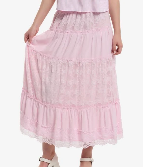 skirt Sweet Society Lace Tiered Midi Skirt Hot Topic $27.93