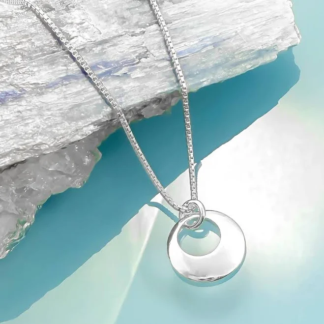 accessory Tiny and Dainty Sterling Silver Open Disc Charm Necklace Etsy - alexandreasjewels $29.7