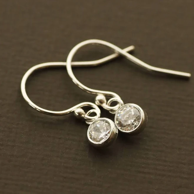 accessory Tiny CZ Crystal Sterling Silver Earrings Etsy - Seller $25.02
