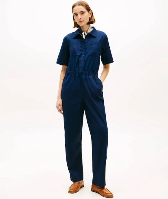 jumpsuit Tommy Hilfiger Women's Utility Shirt Short-Sleeve Jumpsuit Macy's $61.92