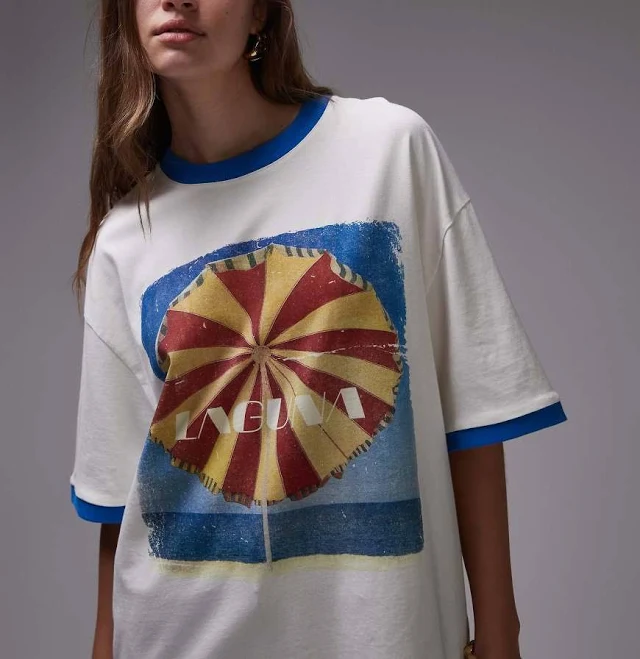 top Topshop Graphic Laguna Carosel Oversized Tee ASOS $45